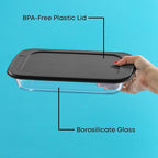 JoyJolt 8-Piece Borosilicate Glass Oven Dishes with Black Lids, Rectangle Deep Glass Baking Dish Set, Baking Pans for Lasagna Casserole Cake, Bakeware Set, Freezer to Oven Tray to Dishwasher