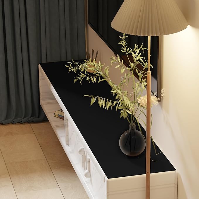 Leather Desk Mat,1.8mm Thick,12x60 Inch Desk Cover,Desk Protector Mat,Dresser Cover Top,Vanity Protector Mat,Vanity Cover,Vanity Cover Top Protector,Black Table Protector(Black+Gray,12×60)