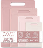 COOK WITH COLOR Non-Slip Cutting Board Set – Kitchen Essentials with Easy Grip Handle for Meat, Veggies, and Fruits, 4 Cutting Boards, Pink