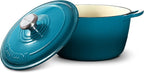 Signature Enameled Cast Iron Dutch Oven, Non-Stick Serving Pot with Tight Fitting Lid for Perfect Roasting, Baking, Sauteing, and Bread Making | 4.5Q (4.2L) - Ocean Blue
