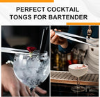 Yaomiao 4 Packs 12 Inch 10 Inch Bar Tweezers Silver Cocktail Tongs Long Garnish Tweezers Stainless Steel Bartender Kitchen Cooking Tongs for Cocktail Food Fruit Korean BBQ Bartender Chef, Multi-use