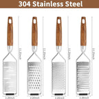 Professional Cheese Grater Stainless Steel,Multi-Purpose Grater With Wood Handle for Cheese, Ginger, Lemon, Garlic, Nutmeg,Fruits,Chocolate & Spices-Wideboard (fine)