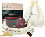 Banneton Bread Proofing Basket: Sourdough Bread Baking Supplies, Sourdough Starter Kit, Bread Making Supplies Tools, Baking Gift Set, 9 inch round rattan Basket, bread bag, dough scraper, scoring lame
