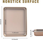Toaster Oven Pans Set of 2, Shinsin 11-Inch Nonstick Baking Sheet Pans and Trays, 1/8 Thicker Replacement Small Baking Tray Accessories for Cookie, Non Toxic and Easy Clean and Diswasher Safe, Gold