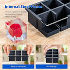 Large Ice Cube Tray for Whiskey 3 Pack, HANCELANT Big Silicone Square Ice Cube Mold with Removable Lid, 2'' Huge Square Ice Cubed Tray for Whisky and Cocktail