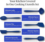GIR: Get It Right 5-Piece Silicone Ultimate Kitchen Utensils Set - Ladle, Spatula, Flip, Spoon & Spoonula - Non-Toxic Cooking Utensils for Nonstick Cookware, Cooking and Baking - Navy