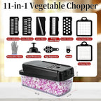 Vegetable Chopper Slicer Food Chopper with Container Veggie Dicer Cutter Salad Chopper Mandoline Slicer Cheese Grater Includes Hand Guards and Gloves & Kitchen Gadgets