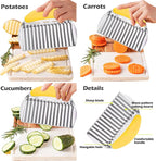 JAYVAR Large Crinkle Cutter for Potatoes, Stainless Steel Vegetable Crinkle Cutter, Versatile Vegetable Wavy Chopper for Fancy Edges, Onion Chopping Wavy French Fry Slicer Kitchen Dicer Gadget
