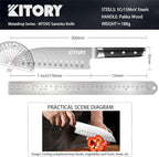 Kitory Santoku Knife - 7 Inch Full Tang GRANTON BLADE Kitchen Knife - Chef Knife for Chopping Vegetables- Forged German High Carbon Steel -2024 Gifts