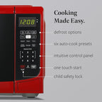 Farberware 0.7 Cu. Ft. Countertop Microwave Oven – 700 Watts Power, Auto Cook Settings, Defrost, Easy Clean and Child Safety Lock - Red