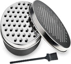 Black Compact Round Cheese Grater with Food Storage Container & Lid Grinder for Hard Parmesan, Ginger, Vegetables, Butter