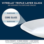 Corelle Vitrelle 18 Piece Glass Dinnerware Sets Service for 6, Triple Layer Chip & Crack Resistant Glass Plate and Bowl Sets, Spring Blossom Green