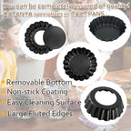 DATANYA 12Pack Mini Tart Pans Removable Botttom 3 Inch Tart Pan, Round Nonstick Carbon Steel Fluted Quiche Pie Tart Pan for Baking Pies, Quiches, Tartlets, Tart Shells, Cupcakes, Desserts