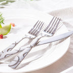 HIKAA 60PCS Stainless Steel Silverware Set, Modern Flatware Set for Kitchen, Mirror Polished Cutlery Set with Forks, Spoons and Knives，Dishwasher Safe