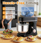 Stand Mixer 6QT Kitchen Mixer with LED Smart Touchscreen, 11-Speed Tilt-Head Mixer with Timer, 4 Preset Menus, Stainless Steel Bowl, Dough Hook, Whisk, Beater,Black