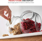 Bormioli Rocco Pandora Glass Candy Jar 75½-Ounce Cookie Jar with Plastic Airtight Seal Lid 2-Way Display, Bulk-Food Storage Jar for Snacks, Dry Food, Jelly Beans Canister, Apothecary Jars. (1 Jar)