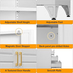 75" Tall Metal Storage Cabinet, Kitchen Pantry Storage Cabinets with Doors and Shelves, White Pantry Cabinet with 3 Drawer, Utility Kitchen Cupboard, Large Steel Cabinets for Living Room