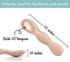 PrimaStella Silicone Chew Spoon 6-Piece Set | First Stage Feeding Spoons | Baby Led Weaning Supplies | BPA Free | Dishwasher and Boil Safe | Neutral Palette