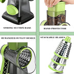 Cheese Grater with Handle, Multifunctional Manual Rotary Cheese Grater - Cheese Shredder Easily Chop Carrots, Potatoes, Vegetables and Fruits and Easy to Clean(Grey green)