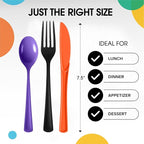 Party Solids Halloween Plastic Silverware Heavy Duty 150 Pieces Halloween Plastic Cutlery Sets, Utensil Sets, 50 Of Each Forks, Knives & Spoons Disposable Cutlery Set, Flatware Set For Party Supplies