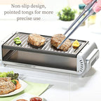 Kitchen Tongs - 304 Stainless Steel, Comfortable Grip, Non-Slip Design, High Heat Resistant Cooking Tongs- Ideal for Home, Kitchen, Korean BBQ (Silvery, 9＋12 Inch)