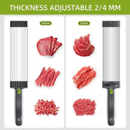 Fresh Meat Slicer, Thickness Adjustable Stainless Steel Kitchen Cleaver Knife Set With Block, Manual Fresh Meat Cutter Jerky Slicer For Beef Pork, Cooking BBQ Hot Pot (Gray) (Gray)