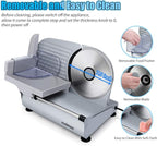 Meat Slicer, CUSIMAX Electric Deli Food Slicer with Two 7.5'Removable Stainless Steel Blades and Pusher, Cheese Fruit Vegetable Bread Cutter, Adjustable Knob for Thickness, Food Carriage