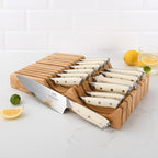 NANFANG BROTHERS Damascus Kitchen Knife Set,14 Pieces Drawer Knife Set,ABS Ergonomic Handle for VG10 Steel Professional Chef Knives Set with Block and Steak Knives
