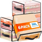 SpaceWhisper 6 Pack Clear Storage Bags, Plastic Blanket Storage Bags with Zipper and Handle, Moving Bags for Comforter, Bedding & Clothes, Closet Organizer and Under Bed Storage (17.7x15.7x7.9 Inch)