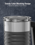 Milk Frother and Steamer, Airyoyo 4-in-1 Milk Frother, Electric Milk Frother Hot& Cold Foam Temperature Control, Auto Shut-Off Frother for Coffee Latte