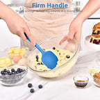 Heat Resistant Silicone Spoon Spatula: U-Taste 600ºF High Heat Flexible 11.38in Silicon Mixing Stirring Cooking Scraping Baking Bowl Scraper Seamless Spreader for Kitchen Nonstick Cookware (Lake Blue)