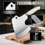Meat Cleaver Heavy Duty - Bone Chopper, Hand Forged Kitchen Axe with Full Tang Handle, Bone Chopping Knife, Japanese Butcher Knife for Meat Cutting, Kitchen Gift for Men