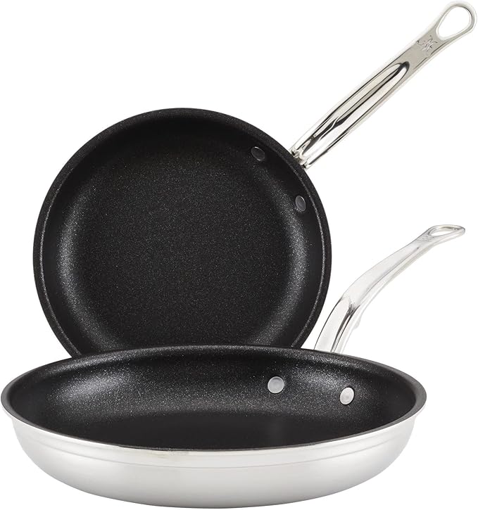 Hestan ProBond Forged TITUM - Professional Clad Stainless Steel, Nonstick, Frying Pan Set (8.5'' & 11''), Induction Compatible, Made without PFOAs