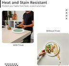 Encasa XO Round Trivet Mats for Hot Dishes with Hanging Loop | Sage Combo - Set of 6 with 7 inch Diameter | Cotton Round Thick Heat Resistant Pot Holders | Use Hot Pads Plate Mats for Hot Pots & Pans