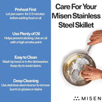 Misen 5-Ply Stainless Steel 8" Frying Pan - Professional Cookware for Induction, Gas and Electric - Dishwasher Safe, Oven Safe to 800°F - Durable, Versatile, Even Heating