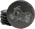 Level Up Your Man Cave: Rustic Chopper Coasters for The Motorcycle Enthusiast - Round Slate - Set of 4