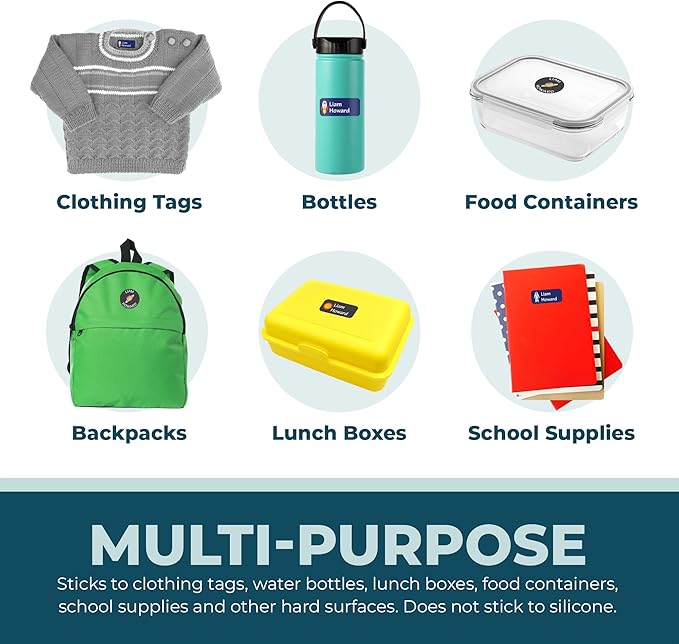Personalized Daycare Name Labels for Kids (130 Labels) - Custom Waterproof Name Stickers for Clothing Tags, Water Bottles, Lunch Boxes and School Supplies (Butterflies)