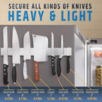 17" Premium Magnetic Knife Holder for Refrigerator (Double-Sided Heavy-Duty Magnets) - Upgraded Strip for Strong Fridge Mount - Clear Up Counter Space - 304 Anti-Rust Stainless Steel (Upgraded Design)