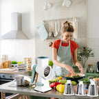 Rotary Cheese Grater with Suction Base,Multifunctional Kitchen Tool for Shredding,Grating,Slicing-Cheese Shredder Includes Cleaning Brush & Non-Slip Handle-Ideal Kitchen Gift for Home Cooks(white)