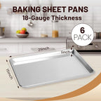 6 Pack 15" × 21" Baking Sheet Pan Aluminum Commercial cookie sheets for baking