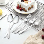 24 Pcs Forks and Spoons Silverware Set, Food Grade Stainless Steel Flatware Cutlery Set for Home, Kitchen and Restaurant, 12 Dinner Forks and Dinner Spoons, Mirror Polished & Dishwasher Safe