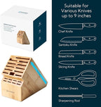 KITCHENDAO Deluxe 20 Slot Bamboo Knife Block Block without Knives, Countertop Butcher Block Kitchen Knife Stand, Hold Multiple Large Blade Knives, Wider Slots for Easier Storage