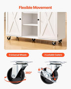 VEVOR Kitchen Island Cart, with Solid Wood Top and Storage Cabinet, Mobile Rolling Table with Drop Leaf, Drawers, Spice Towel Rack, Portable Islands on Swivel Wheels for Dining Room, 52in Width, White