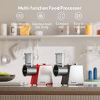 Electric Cheese Grater, 300W DC Motor Rotary Cheese Grater with 5 Different Shapes of Blades, Vegetable Cutter for Potato, Nuts, Kitchen Chopper with Non-slip Suction Base, Red