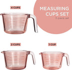 COOK WITH COLOR Glass Measuring Cups - Ideal for Cooking and Baking, Pink