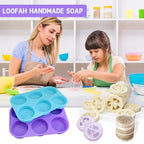 Moukiween Big Round Silicone Soap Molds, 3 Inch Cylinder Silicone Mold for Loofah Soap Making, Shower Steamer, Bath Bombs, Lotion Bars (Set of 2)