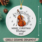 Unique Contrabass Instrument Ceramic Ornament, Customized Text Year Name Contrabassist Ornaments Gift for Women Men Contrabass Player/Lover, Personalized Double Bassist Musical Ceramic Xmas Ornament
