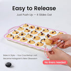 Silicone Mini Muffin Pan With Metal Reinforced Frame - 24 Cups Durable Silicone Cupcake Pan for Muffin, Cupcakes, BPA Free and Dishwasher Safe - 2 Piece Pink