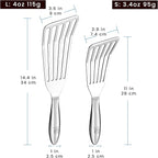 Stainless Steel Fish Spatula Set – 1 Large Fish Turner + 1 Small Metal Spatula, Ultra Thin Edge for Easy Turning & Flipping, Metal Kitchen Untensils with Ergonomic Non-Slip Handle, Dishwasher Safe