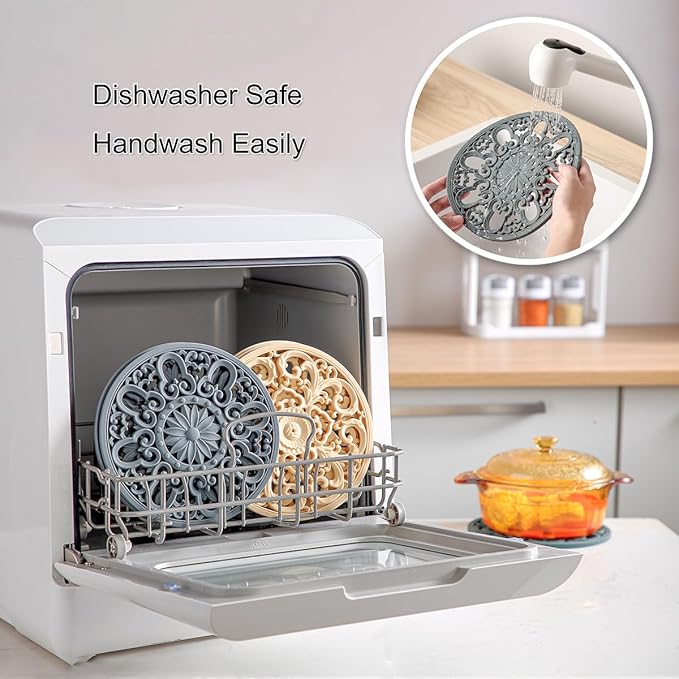 Extra Thick Silicone Trivet Mat for Hot Dishes, Hot Pots and Pans, Pot Holder, Hot Pad to Portect Your Table and Countertop, Kitchen Decor and Accessories,Teal, Set of 3